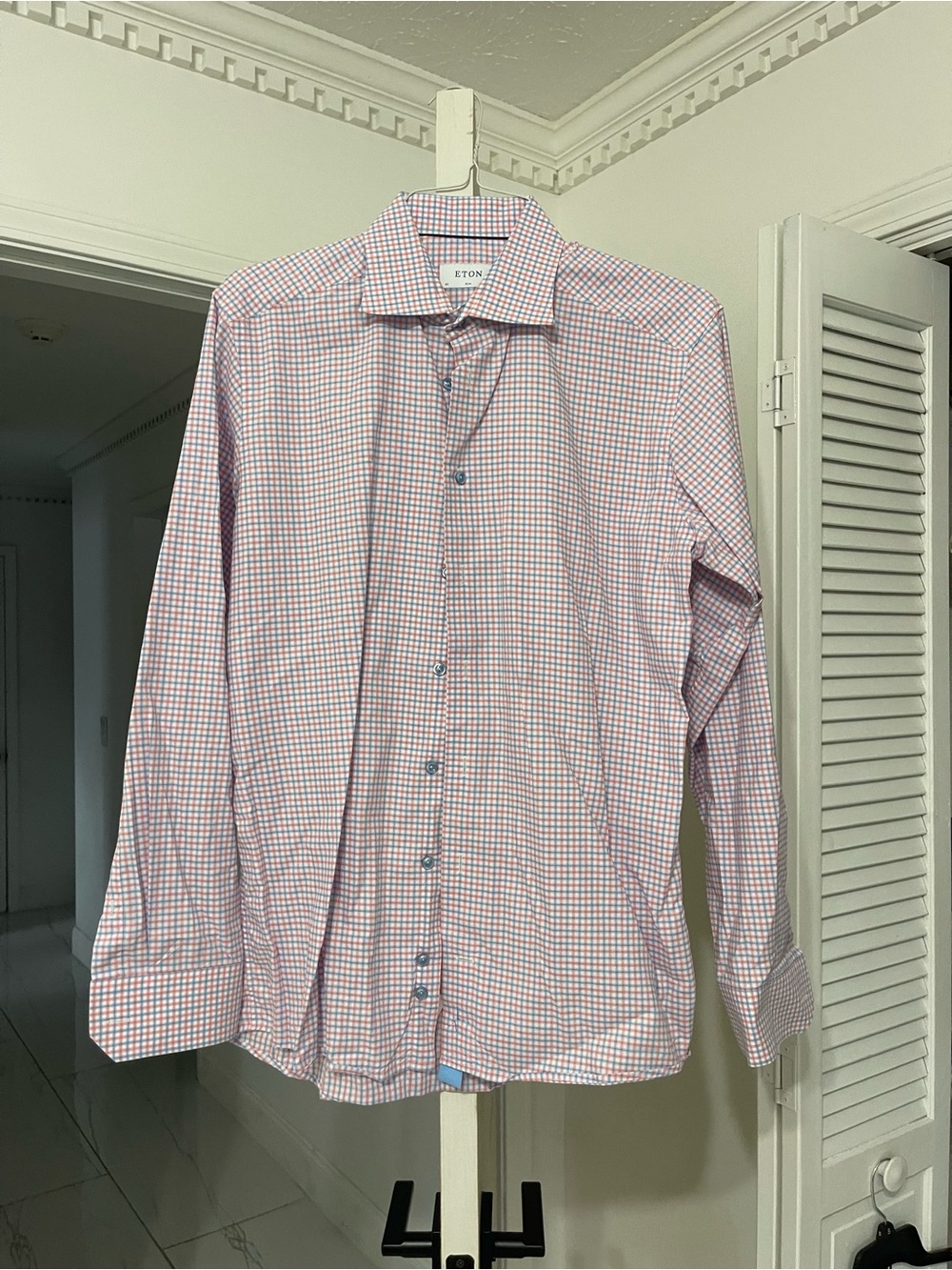 Eton Pink and Blue Micro-Check Dress Shirt
